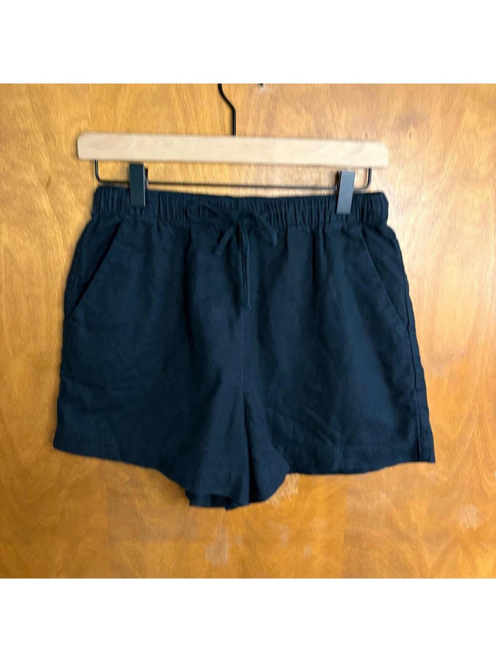 Abercrombie & Fitch Black Linen High Rise Pull On Shorts Boho Preppy Minimalist